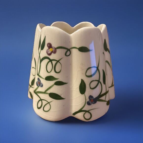 Home Interiors Small Candle Lamp Shade Jar Topper Floral Vines & Scalloped Edge - Picture 3 of 8